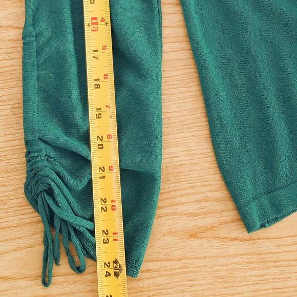 Women's Chico's Green Open Front Cardigan Sweater Shirred Sleeve Sz 2/L - Picture 13 of 13